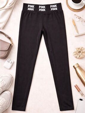 PINK VS Black Logo Waist Leggings Size L